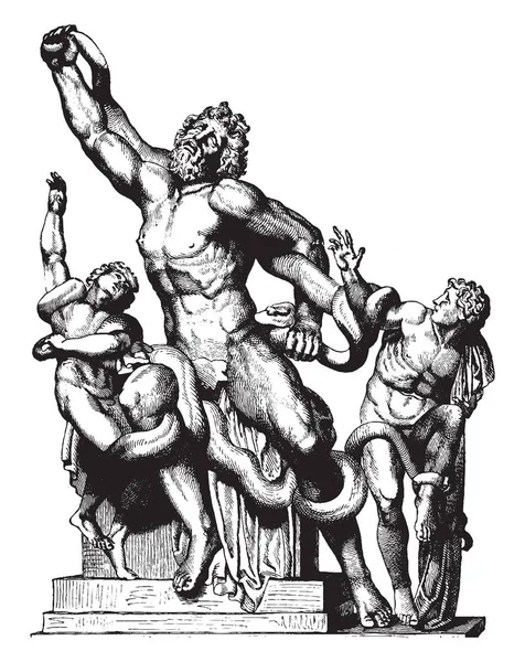 Pomnik Księdza Trojan Laocoon Jego Dwóch Synów Którzy Zostali Zabici — Wektor stockowy