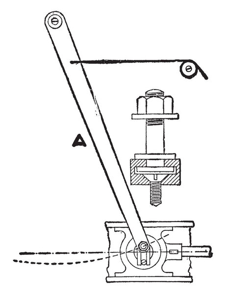 This illustration represents how to Reduce Lever for Piston and Indicator in Large Steam Engines, vintage line drawing or engraving illustration.