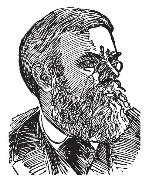 Justin Winsor 1831 1897 Fue Escritor Bibliotecario Historiador Estadounidense Ilustración — Archivo Imágenes Vectoriales