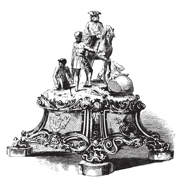马尔伯勒的见证是一个雕塑描绘约翰杜克公爵 复古线条画或雕刻插图 — 图库矢量图片