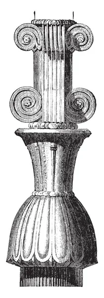 資本金 遺跡のペルセポリス球状容器 ビンテージ ライン描画または彫刻の図の形にあるから — ストックベクタ