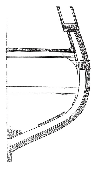 Sektion Eines Schiffes Gebaut Kreuzplanken Gravierte Illustration Industrieenzyklopädie Lami 1875 — Stockvektor