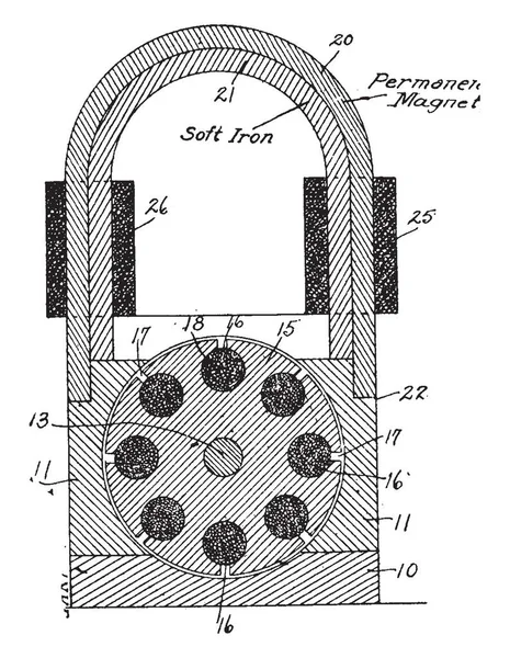 Ilustracja Przedstawia Funkcji Generator Elektryczny Vintage Rysowania Linii Lub Grawerowanie — Wektor stockowy