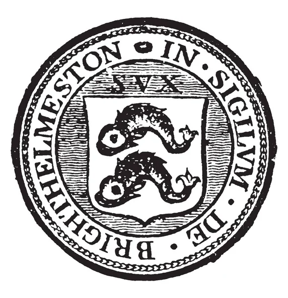 Ein Siegel Das Die Stadt Brighton England Repräsentiert Hat Zwei — Stockvektor