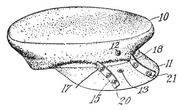 ドレス キャップ 特に形のクラウンとつば ビンテージの線の描画や彫刻イラストで — ストックベクタ