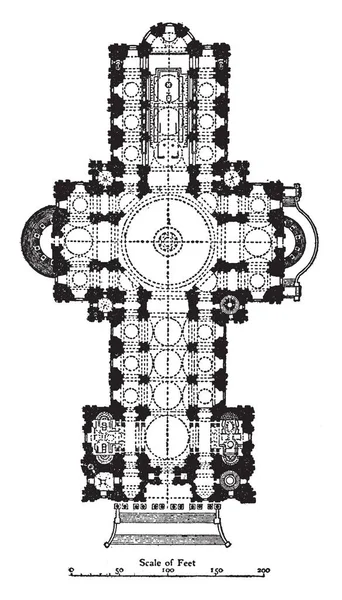 Plano Catedral São Paulo Londres 16751710 Exemplo Arquitetura Renascentista Inglês —  Vetores de Stock