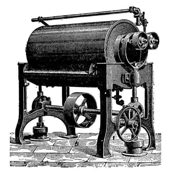 回転または回転式清浄機 ヴィンテージには 図が刻まれています 産業百科事典 1875 — ストックベクタ