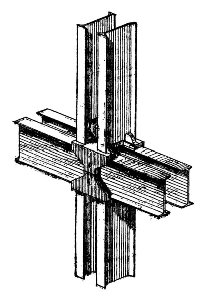 鉄フレーム ヴィンテージには 図が刻まれています 産業百科事典 1875 — ストックベクタ