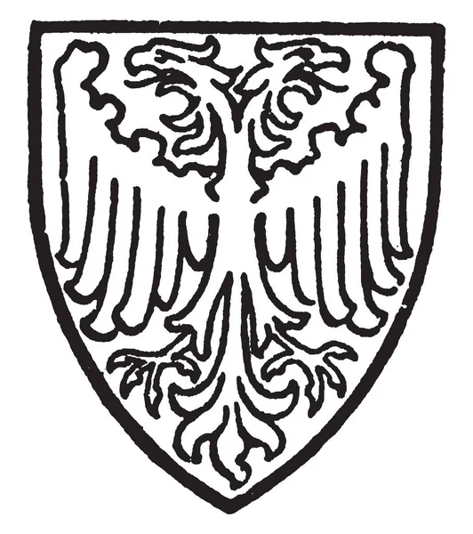 Сиггстон Носил Собой Серебро Двухголовый Орел Соболь Рисунок Винтажной Линии — стоковый вектор