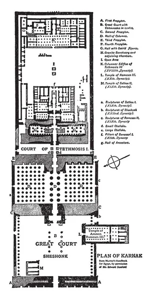 Karnak Planını 21341999 Luxor Mısır Egyptianstyle Mimarisi Büyük Tapınağı Karnak — Stok Vektör