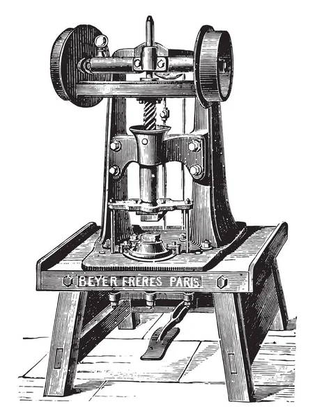 Máquina Automática Para Estampado Barras Jabón Ilustración Grabada Vintage Enciclopedia — Vector de stock