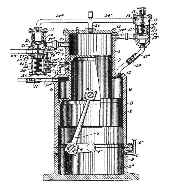 Tento Obrázek Představuje Funkci Plynového Motoru Vintage Kreslení Čar Nebo — Stockový vektor