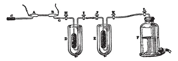 Diagramm Mit Apparaten Zur Trennung Flüchtiger Gase Vintage Linienzeichnung Oder — Stockvektor