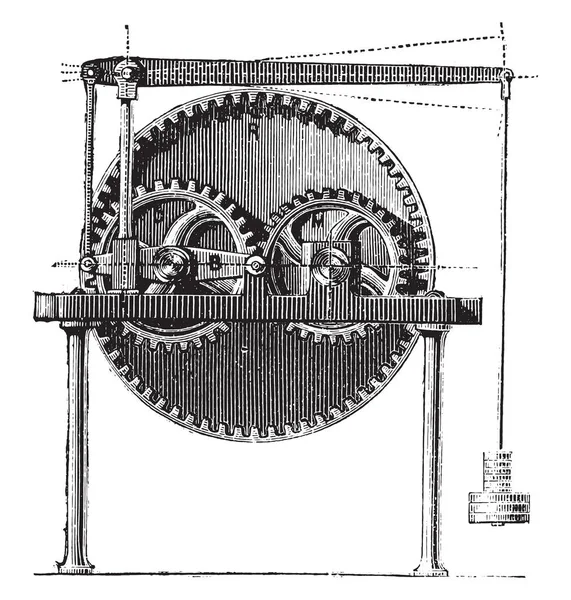 Dinamómetro Raffard Ilustración Grabada Vintage Enciclopedia Industrial Lami 1875 — Vector de stock