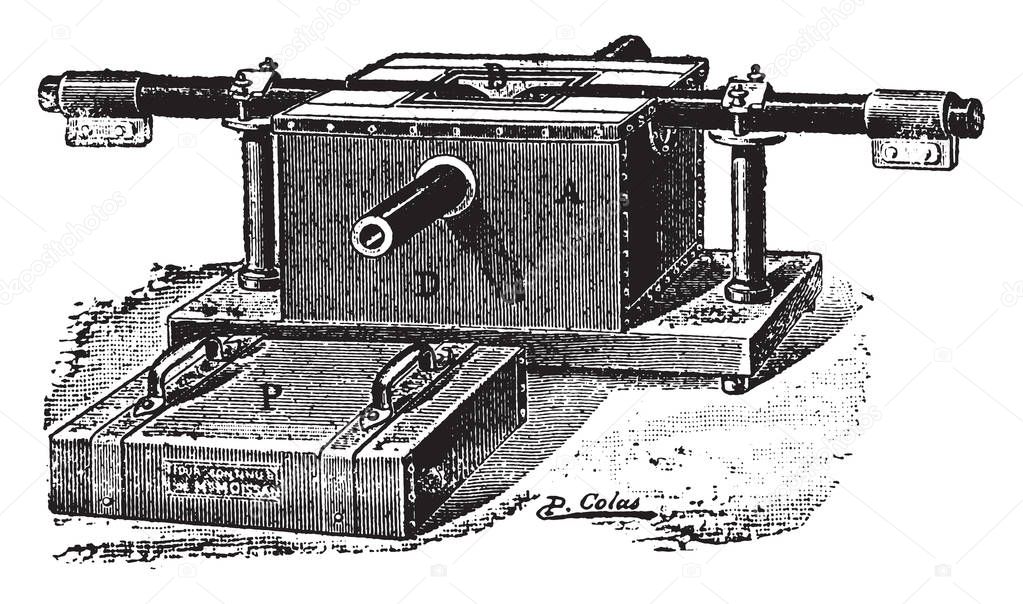 Moissan electric furnace, vintage engraved illustration. Industrial encyclopedia E.-O. Lami - 1875