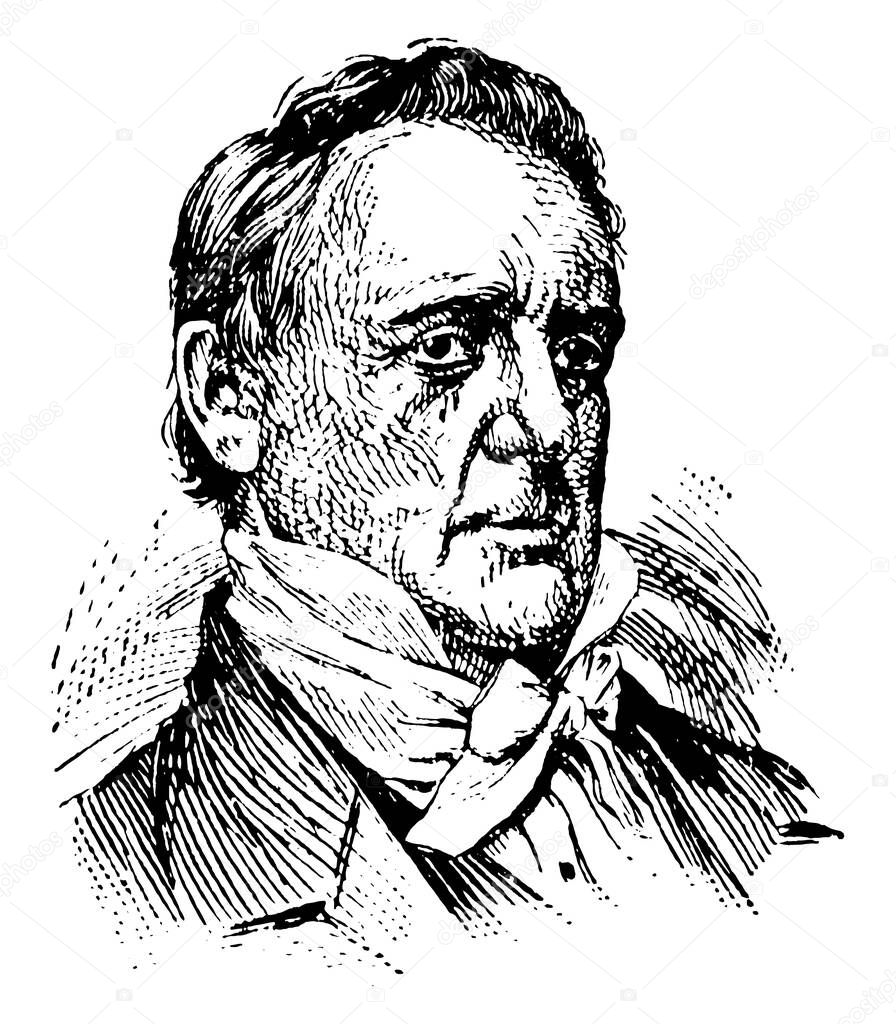 James Buchanan, 1791-1868, he was the fifteenth president of the United States from 1857 to 1861, & U.S. senator from Pennsylvania, famous for being the last president before the start of the civil war, vintage line drawing or engraving illustration