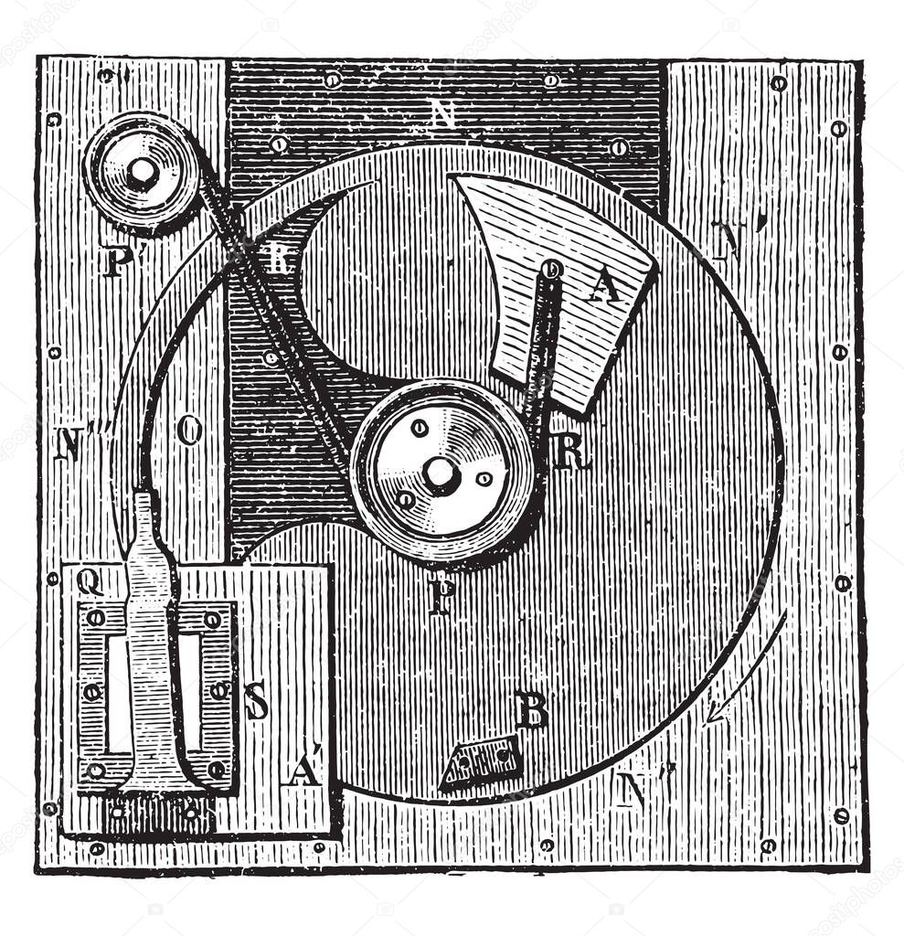 Circular shutter, vintage engraved illustration. Industrial encyclopedia E.-O. Lami - 1875