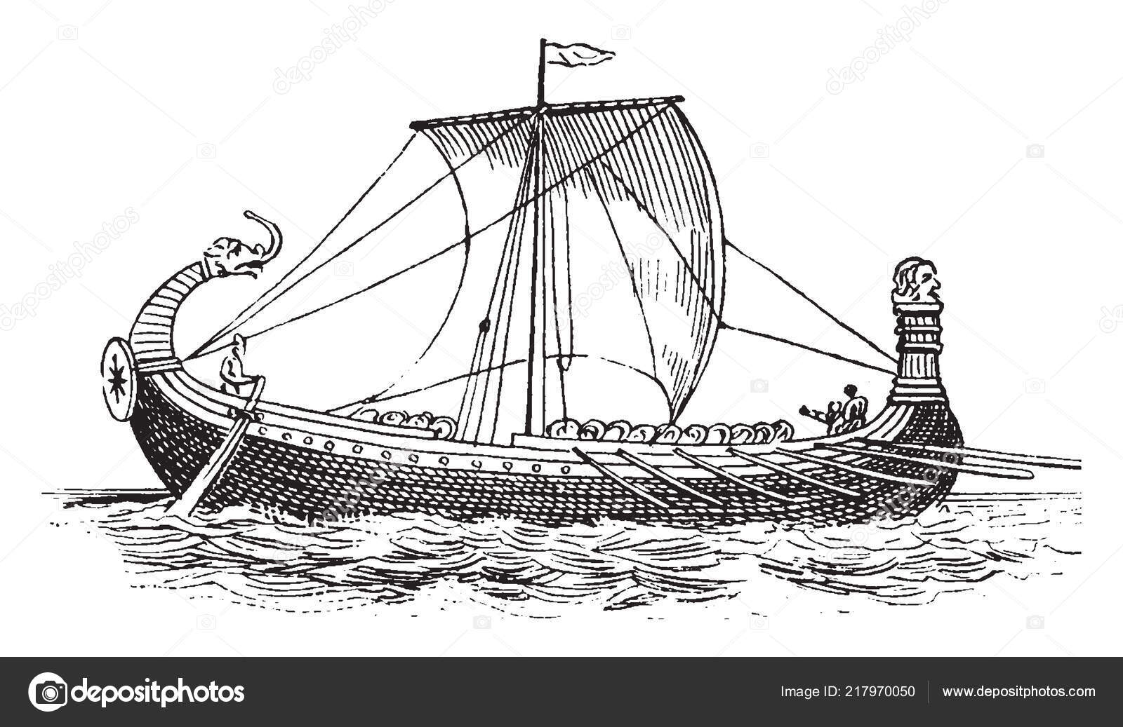 Norman Ship Bayeux Tapestry Built Traditional Viking Style Vintage Line