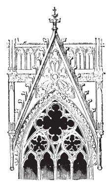 Köln Katedrali, Almanya, orta dönem oyma, dekoratif Gable yer altıncı ve yedinci Avenue arasında Brooklyn, vintage çizgi çizme veya oyma illüstrasyon Park Slope mahalle. 