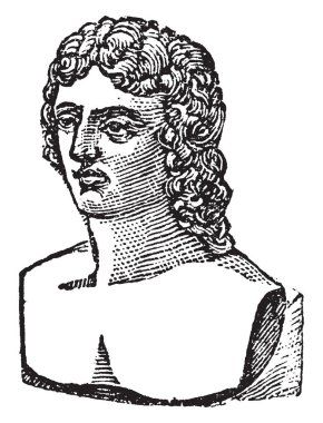 Virgil, 70 BC-19 BC, he was an ancient Roman poet of the Augustan period, vintage line drawing or engraving illustration clipart