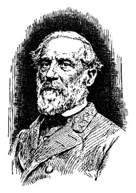 Robert E. Lee, o 1807-1870, oldu bir Amerikan ve Müttefik asker, Amerika, vintage çizgi çizme veya oyma illüstrasyon Konfedere Devletleri üst ordu komutanı olarak ünlü