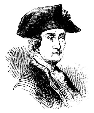 Baron Viomenil, o bir Amerikan Devrimi, vintage çizgi çizme veya oyma illüstrasyon sırasında generaldi
