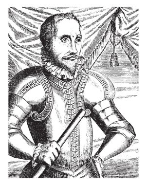 Pedro de Valdivia, 1497-1553, o İspanyol konkistador ve Şili, vintage çizgi çizme veya oyma illüstrasyon'in ilk yapıldı.