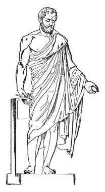 Aristides, 530 - M.ö. 468, o bir antik Atinalı devlet adamı, genel gemisini Farsça Savaşı, vintage çizgi çizme veya oyma illüstrasyon için ünlü oldu