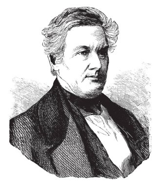 Millard Fillmore, 1800-1874, o 1850 den United States Whig Partisi üyesi için 1853 ve New York, vintage çizgi çizme veya oyma illüstrasyon eski ABD temsilcisi on üçüncü başkanı oldu