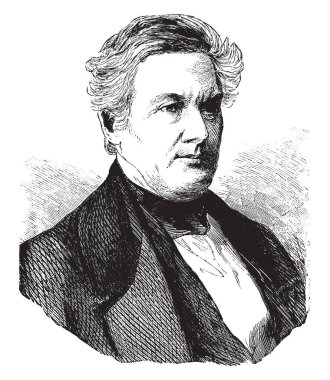 Millard Fillmore, 1800-1874, he was the thirteenth president of the United States from 1850 to 1853, member of the Whig party, and former U.S. Representative from New York, vintage line drawing or engraving illustration clipart