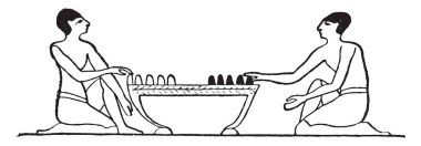 Piyonlar, vintage oyulmuş illüstrasyon ile oyun