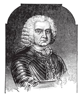 Sieur de Bienville, 1680-1767, o bir sömürge ve Louisiana, vintage çizgi çizme veya oyma illüstrasyon Fransız Valisi oldu