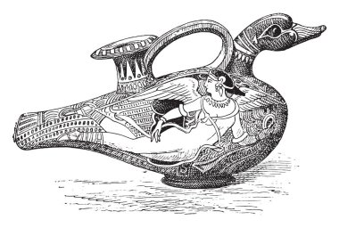 Kuş lamba, vintage oyulmuş illüstrasyon şeklinde. Antik antika aile-1881, özel hayatı