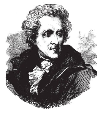 Andrew Jackson, o 1767-1845, oldu bir Amerikalı asker, devlet adamı, Amerika Birleşik Devletleri 1829 den 1837 için ABD Tennessee Senatörü yedinci Başkan ve Florida, vintage çizgi çizme veya oyma illüstrasyon askeri valisi