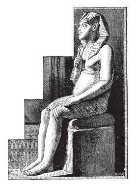 Amenophis IV heykeli, o 17 yıl, vintage çizgi çizme veya oyma illüstrasyon için yöneten bir antik Mısır firavunu onsekizinci Hanedanı'na mensup olduğunu