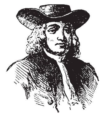 William Penn, 1644-1718, o bir İngiliz Emlak girişimci, filozof ve Pennsylvania eyaletinde, vintage çizgi çizme veya oyma illüstrasyon kurucusu yapıldı.
