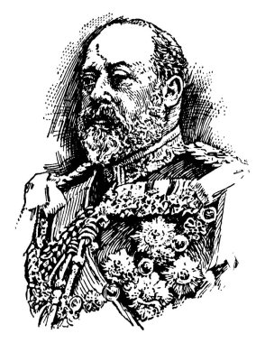 Edward VII, 1841-1910, o Birleşik Krallık ve İngiliz sömürgeleri kral oldu ve İmparator Hindistan gelen 1901 1910, vintage satır çizim veya illüstrasyon oyma