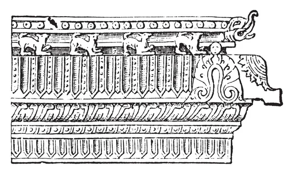 パゴダ成形曲面の屋根で区切られていると上記で終了 キューポラのヴィンテージ線から図面または彫刻の図 — ストックベクタ