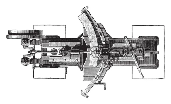 Roues Fente Machine Plan Illustration Gravée Vintage Encyclopédie Industrielle Lami — Image vectorielle