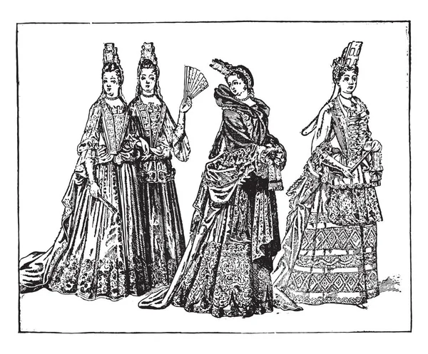 Traje Ciudad Después Bonnard 1680 1700 Ilustración Grabada Vintage Enciclopedia — Vector de stock