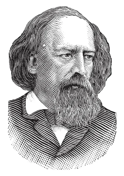 Alfred Tennyson 1809 1892 Był Poeta Laureat Wielkiej Brytanii Irlandii — Wektor stockowy