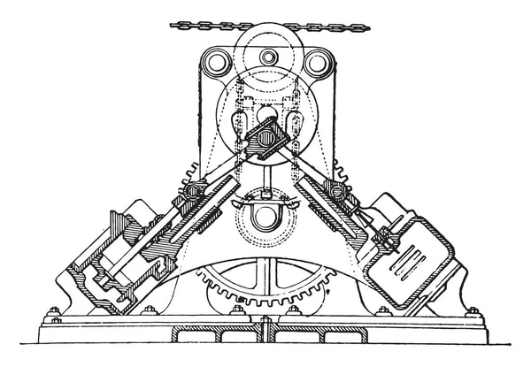 Farcot Szervo Csörlő Vintage Vésett Illusztráció Ipari Enciklopédia Lami 1875 — Stock Vector