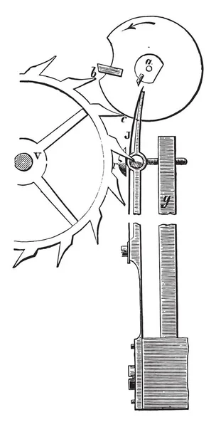 Chronometerhemmung Vintage Gravierte Illustration Industrieenzyklopädie Lami 1875 — Stockvektor