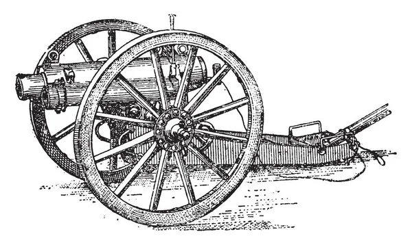 Canon Montaña Artillería Inglesa Ilustración Grabada Vintage Enciclopedia Industrial Lami — Vector de stock