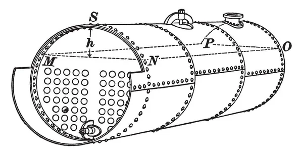 Aparat Gotowania Wody Steam Vintage Rysowania Linii Lub Grawerowanie Ilustracja — Wektor stockowy