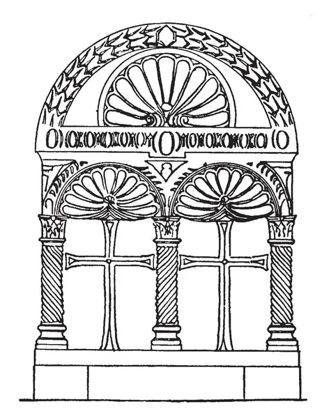 意大利 Sarchophagus 或拉文纳 最常见的雕刻 Transliterations 复古线画或雕刻插图 — 图库矢量图片