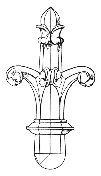 Początku Gotycka Zwieńczenia Trójwymiarowy Krzyż Wykonane Kamienia Służy Dekoracji Wieże — Wektor stockowy