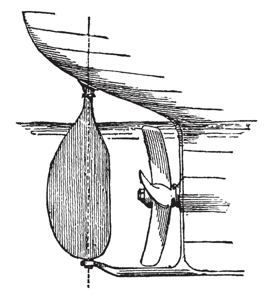 Equilibrio Timón Apoyado Skeg Proyección Quilla Alrededor Tercio Superficie Siendo — Archivo Imágenes Vectoriales