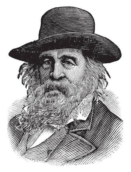 Walt Whitman 1819 1892 Foi Poeta Ensaísta Jornalista Americano Desenho — Vetor de Stock