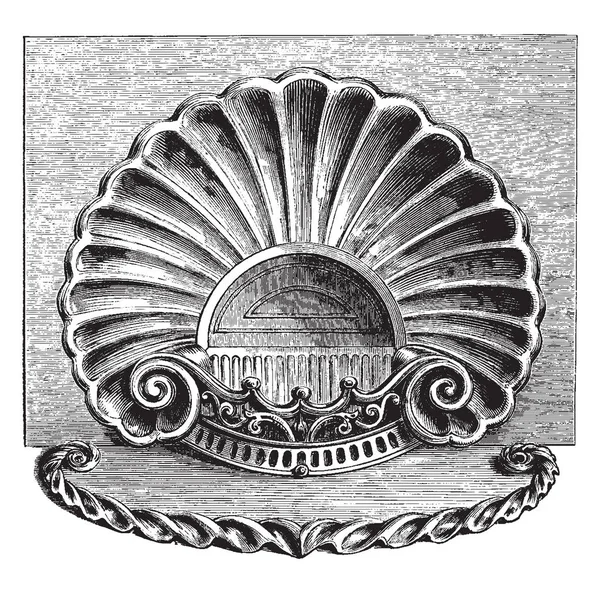 Graveren Stijl Van Een Zee Shell Vintage Lijntekening Gravure Illustratie — Stockvector